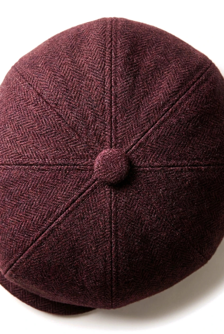 HT6363 - Herr Vintage Tweed Newsboy Peaky Blinders Keps - Brun/Vin