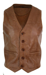 Infinity 153 Napa - Herrväst i äkta läder Classic Vintage Retro Camel