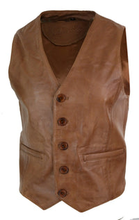 Infinity 153 Napa - Herrväst i äkta läder Classic Vintage Retro Camel