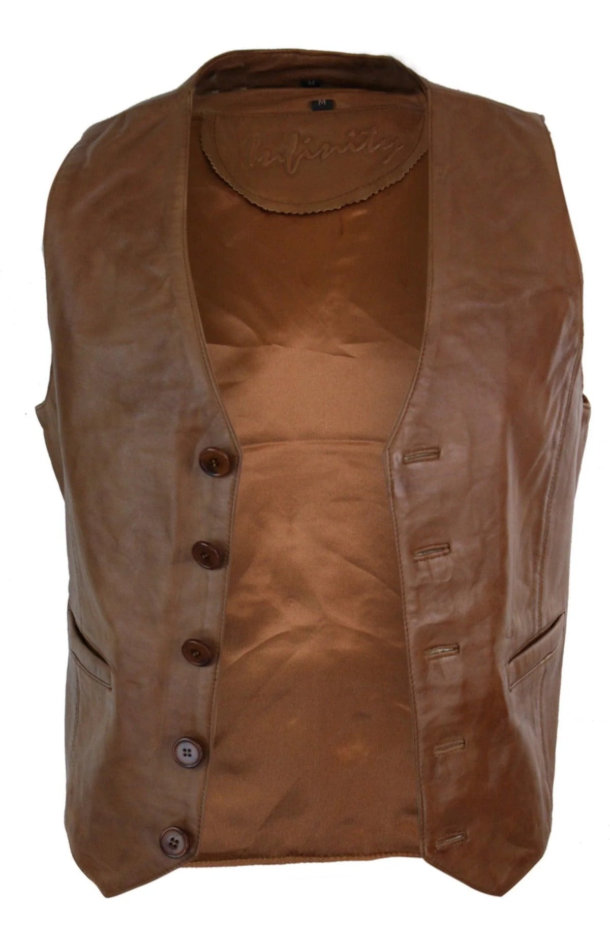 Infinity 153 Napa - Herrväst i äkta läder Classic Vintage Retro Camel