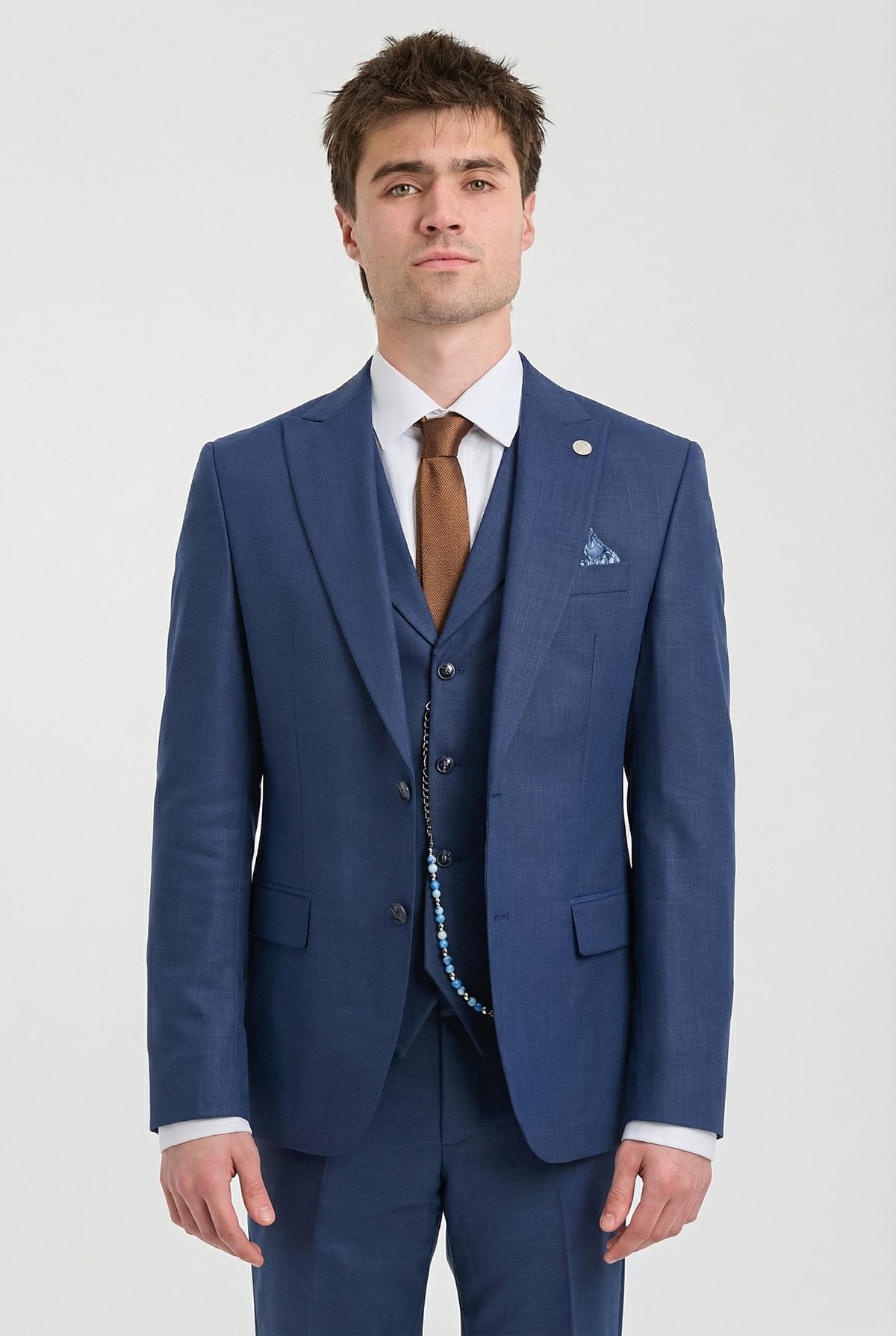 James herrkostym i marinblå, skräddarsydd passform, 3 delar