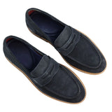 Herr Slip-On Loafers i Äkta Mocka med Båtskor Marinblå Smart Casual Klassisk Komfort Passform