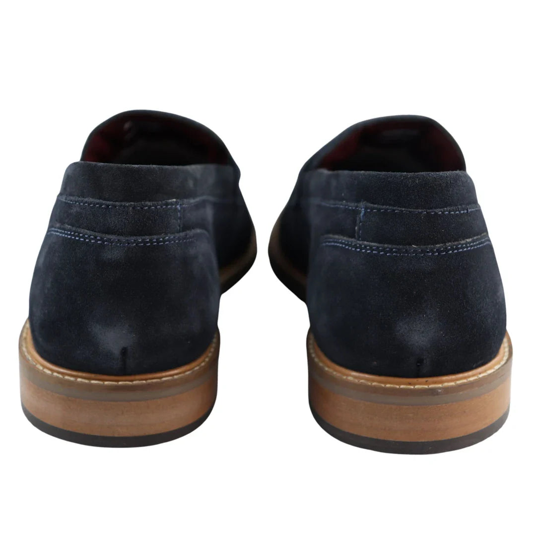 Herr Slip-On Loafers i Äkta Mocka med Båtskor Marinblå Smart Casual Klassisk Komfort Passform