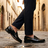Joseph - Svarta Penny högglanspolerade loafers för män