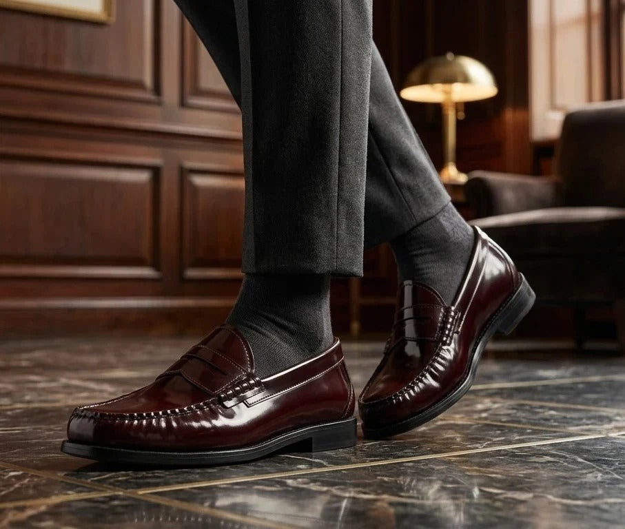 Joseph - Herr Vinröda Penny Loafers i Lackläder