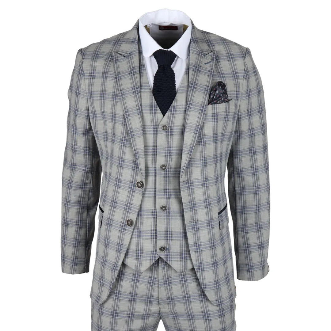 Knight - Herr Gråblå Rutig Kavaj