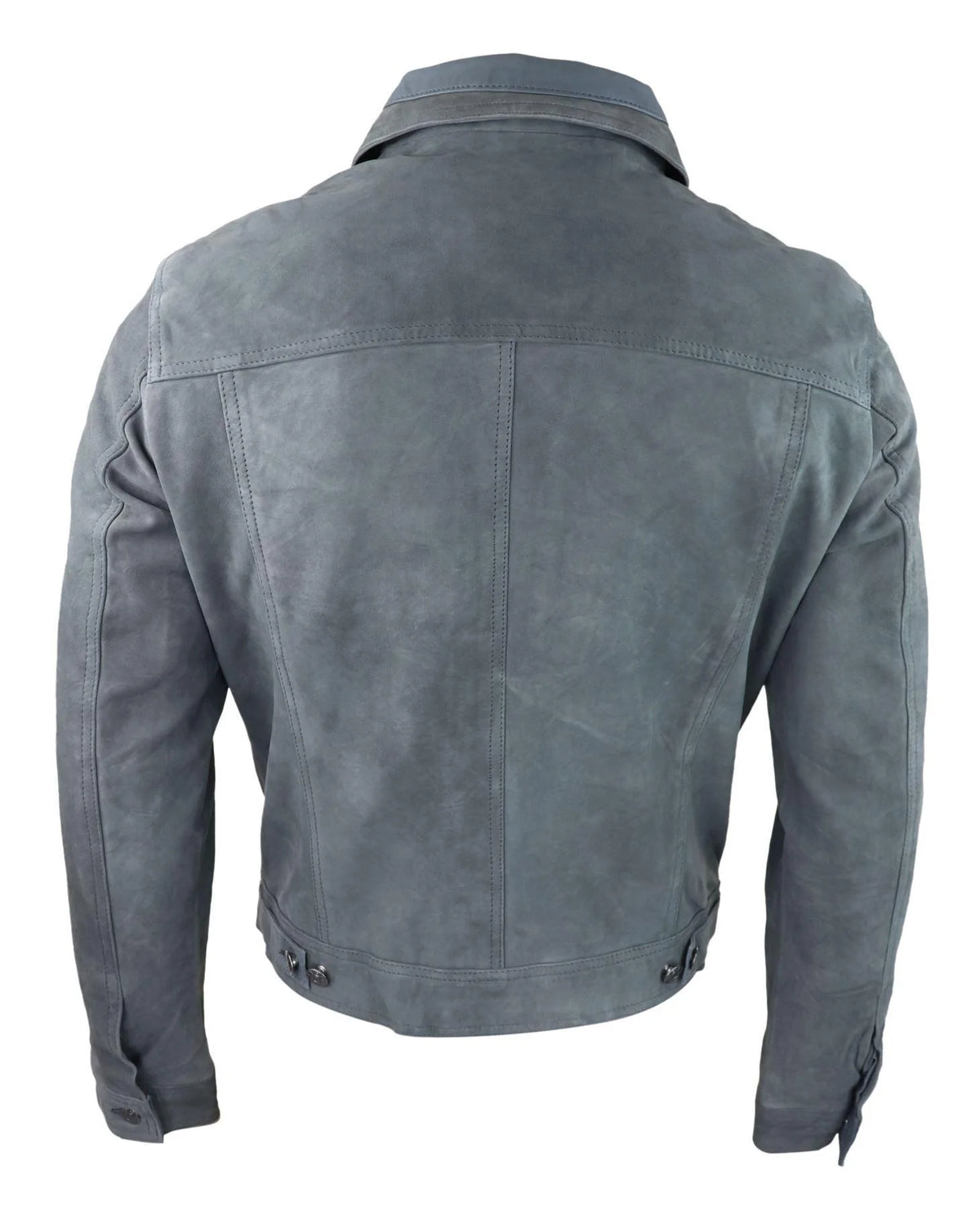 Herr Äkta Mockajacka Läderjeans Denimshorts Herr Biker Klassisk Vintage Grå