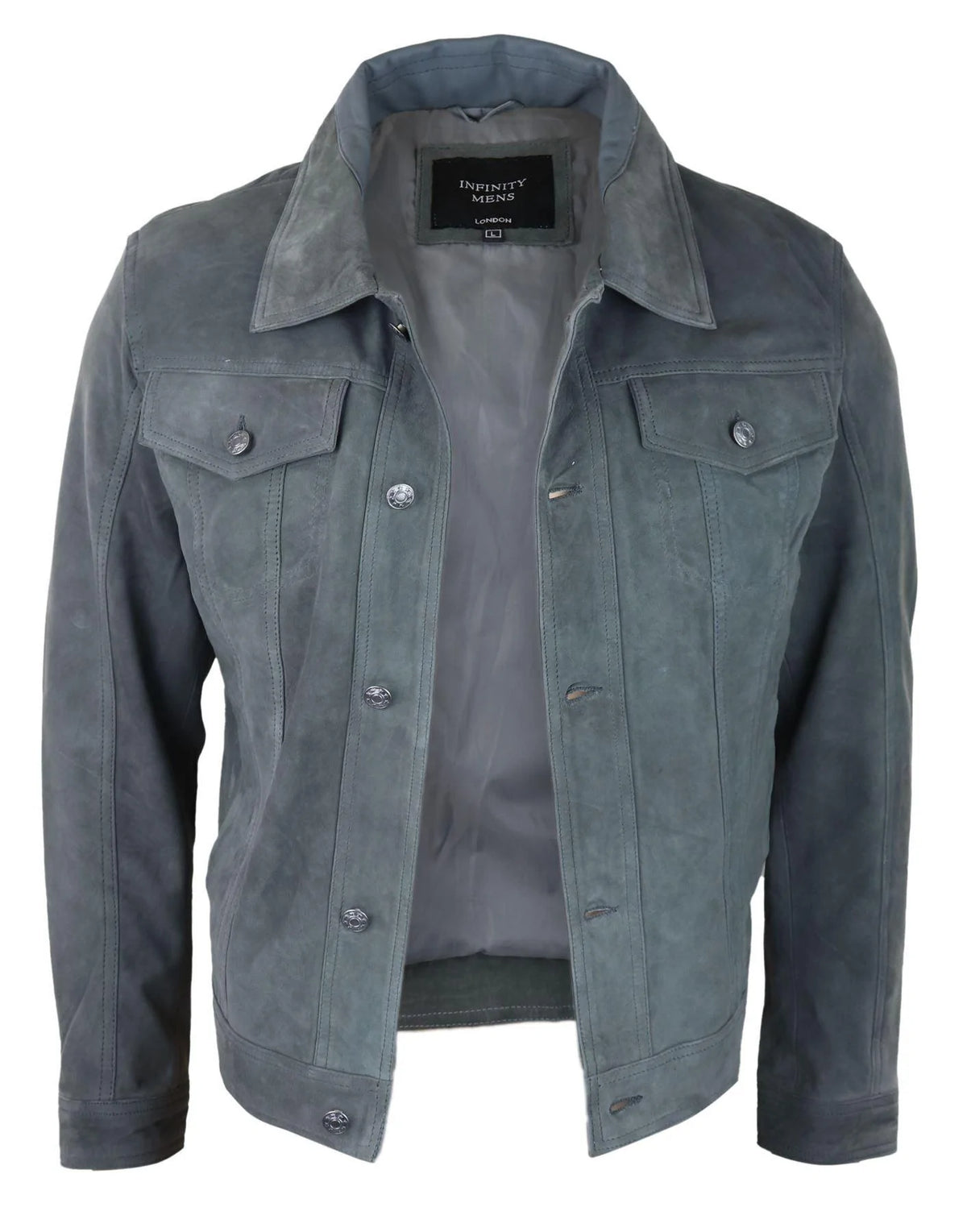 Herr Äkta Mockajacka Läderjeans Denimshorts Herr Biker Klassisk Vintage Grå