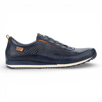 Liverpool - Blåa slip-on-sneakers i läder med resår för män