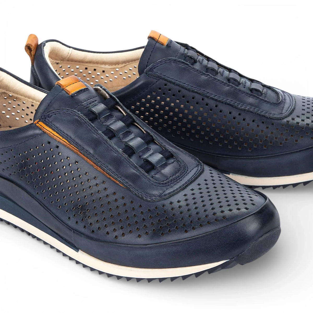 Liverpool - Blåa slip-on-sneakers i läder med resår för män
