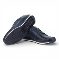 Liverpool - Blåa slip-on-sneakers i läder med resår för män