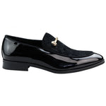 Herrmockasiner i läder, svart fodrad, slip-on, sammet, eleganta formella skor