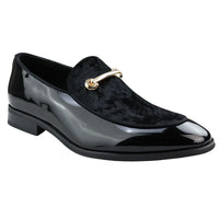 Herrmockasiner i läder, svart fodrad, slip-on, sammet, eleganta formella skor