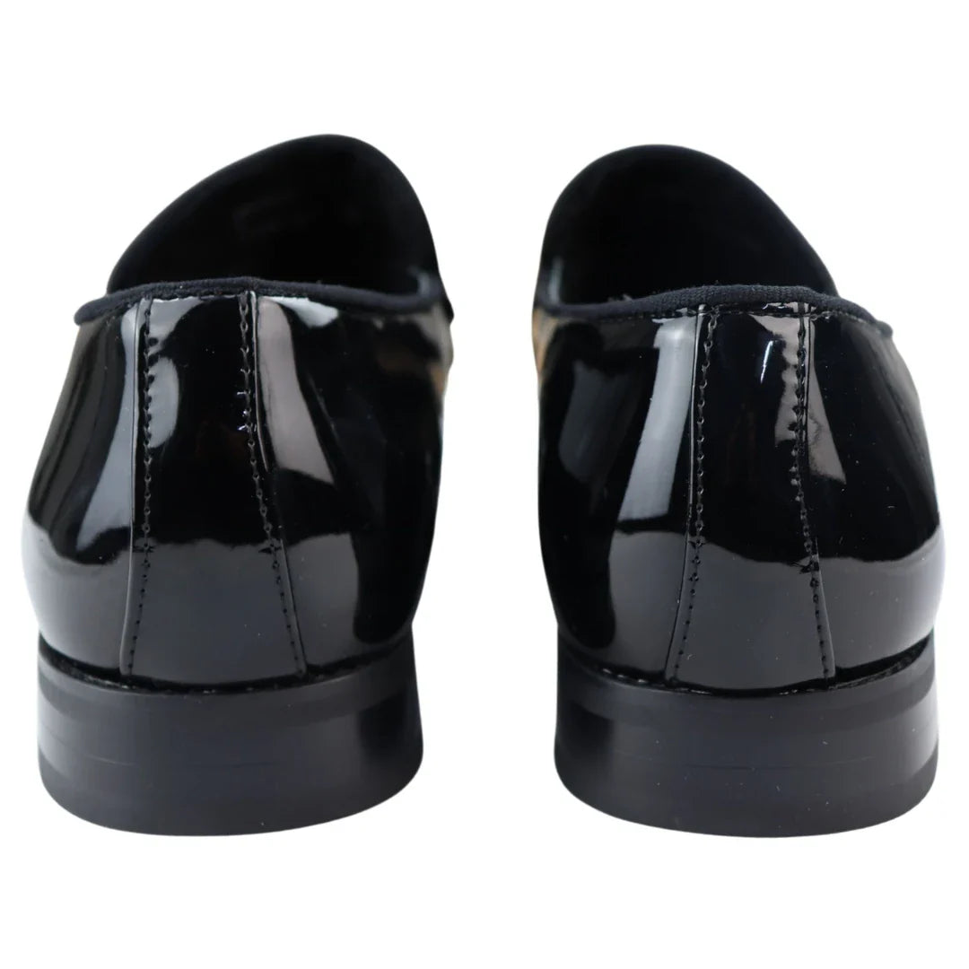 Herrmockasiner i läder, svart fodrad, slip-on, sammet, eleganta formella skor