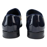 Herrmockasiner i läder, blåfodrad, slip-on, sammet, eleganta formella skor