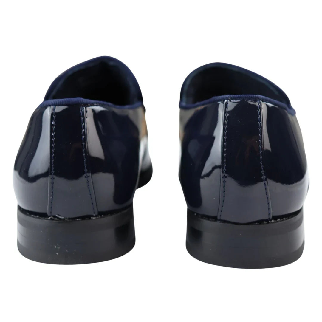 Herrmockasiner i läder, blåfodrad, slip-on, sammet, eleganta formella skor