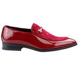 Herrmockasiner i läder, rödfodrad, slip-on, sammet, eleganta formella skor