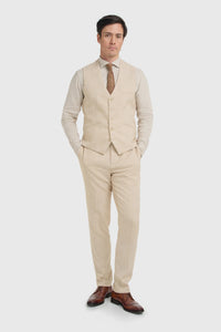Malibu - Beige 3-delad texturerad kostym för män