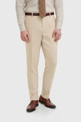 Malibu - Beige 3-delad texturerad kostym för män