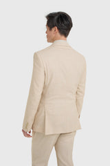 Malibu - Beige 3-delad texturerad kostym för män