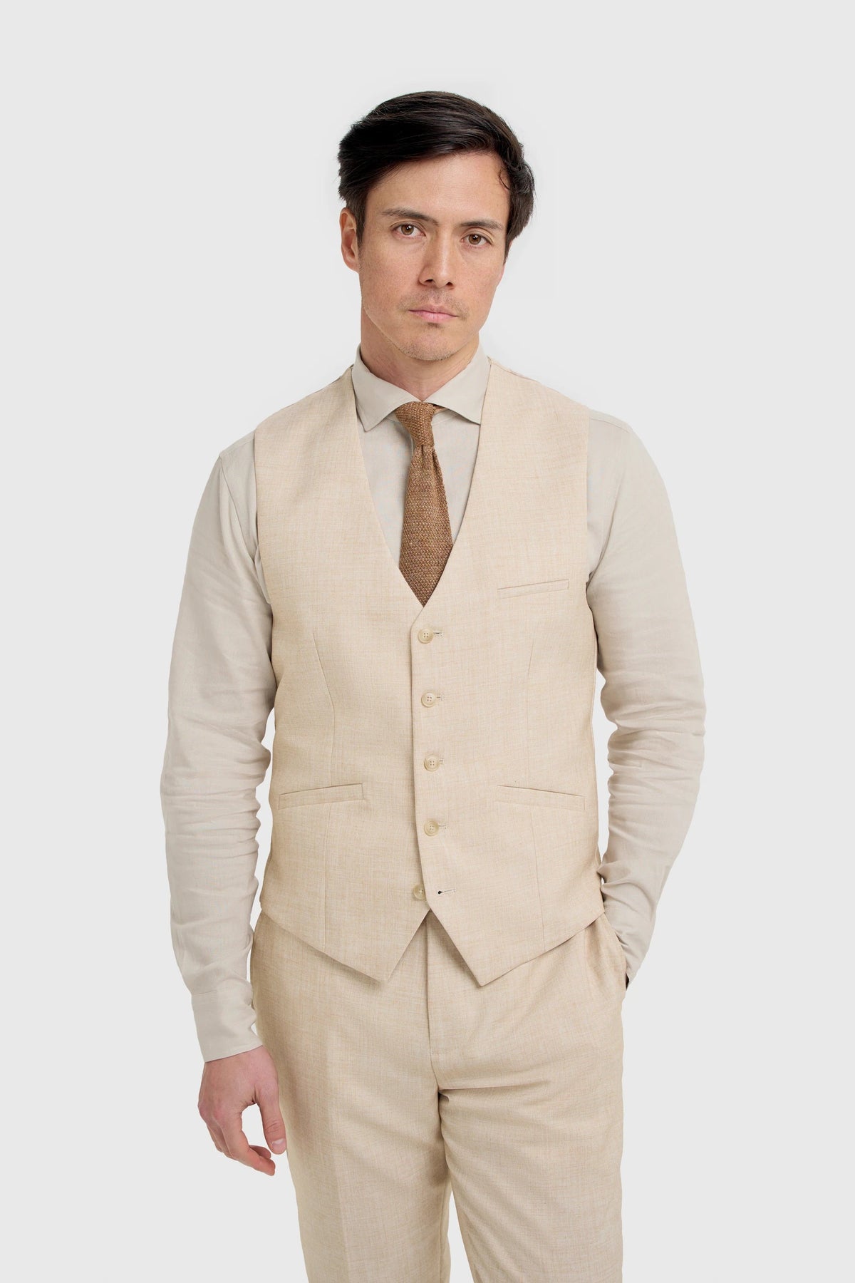 Malibu - Beige texturerad väst för män