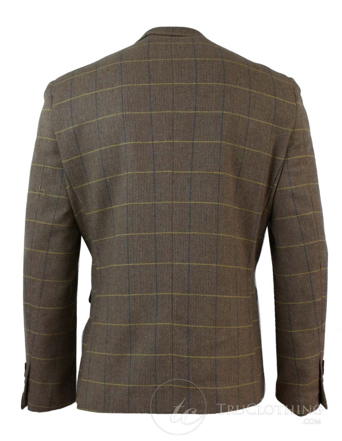 Herrrutig Vintage Fiskbensmönstrad Tweed Grå Antracitgrå Kavaj Figurnära - Ek