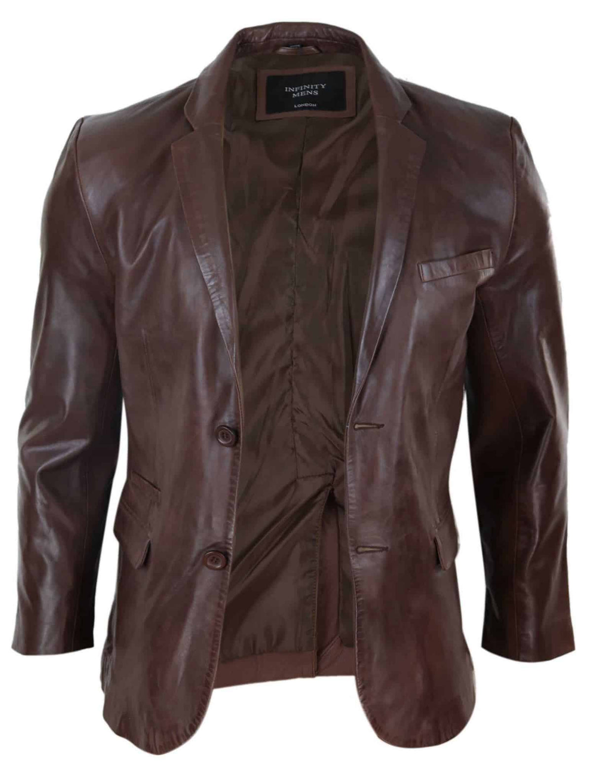 Herr Slim Fit Brun Läderkavaj