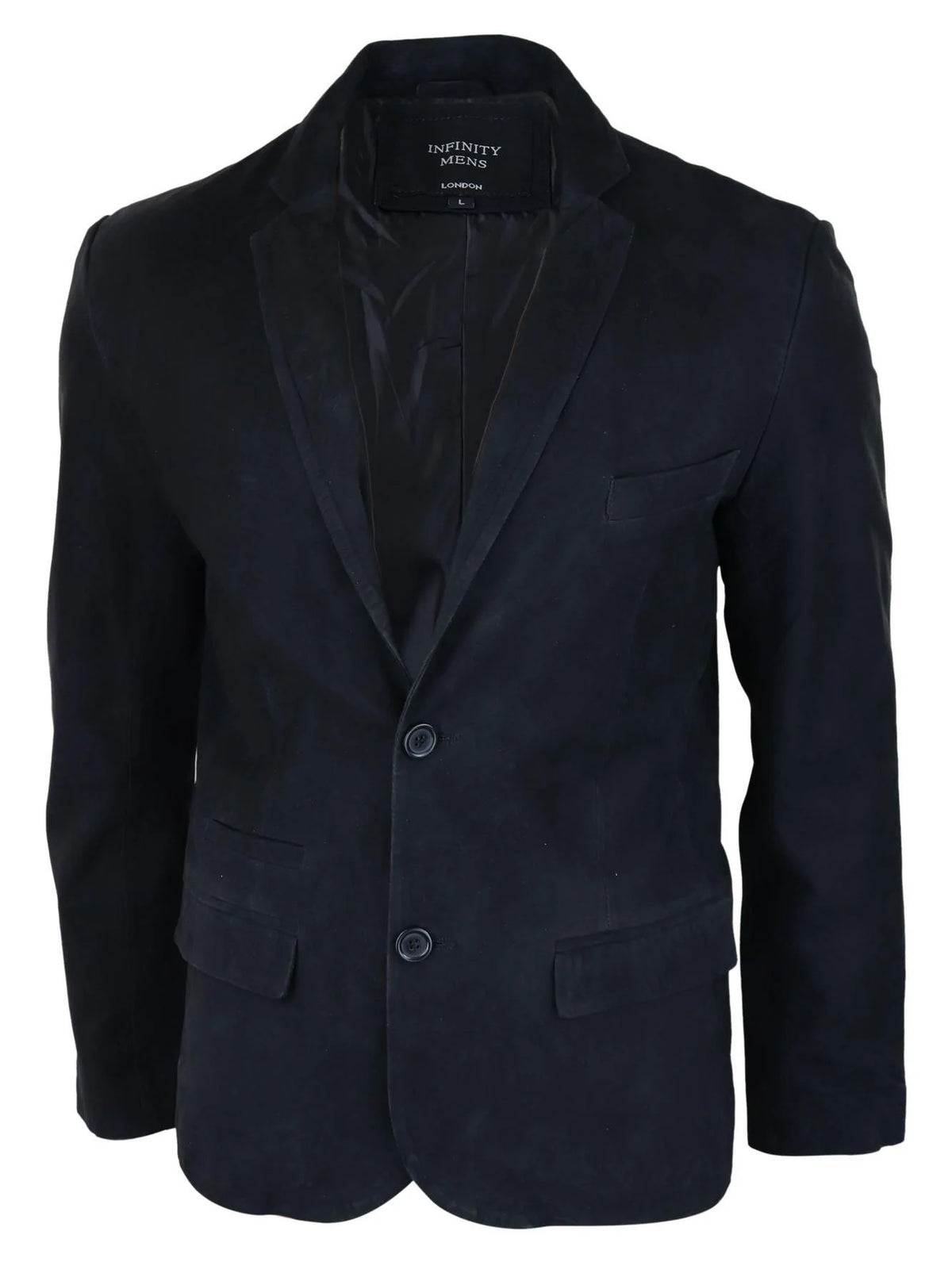 Herr Äkta Mocka Kavaj Stil Läderjacka Herr Klassisk Vintage Smart Casual Svart