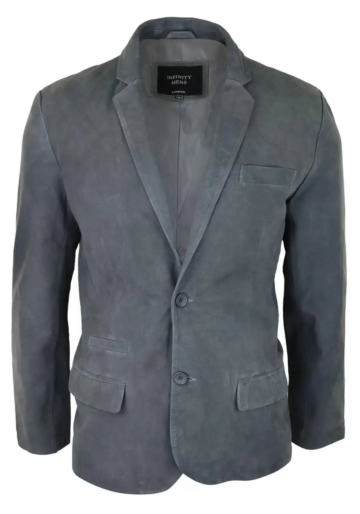 Herr Äkta Mocka Kavaj Stil Läder Herr Klassisk Vintage Smart Casual Grå