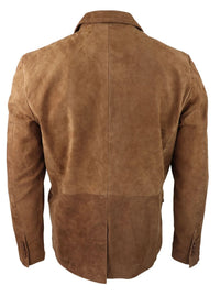 Herr Äkta Mocka Kavaj Stil Läder Herr Klassisk Vintage Smart Casual Brun