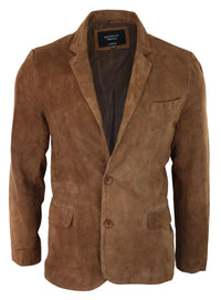 Herr Äkta Mocka Kavaj Stil Läder Herr Klassisk Vintage Smart Casual Brun