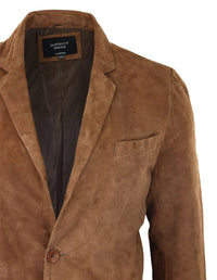 Herr Äkta Mocka Kavaj Stil Läder Herr Klassisk Vintage Smart Casual Brun