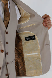 Mayfair - Herrkostym i 3 delar, beige, fågelsynt, brudtärna