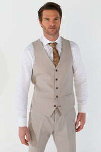 Mayfair - Herr Beige Birdseye Väst