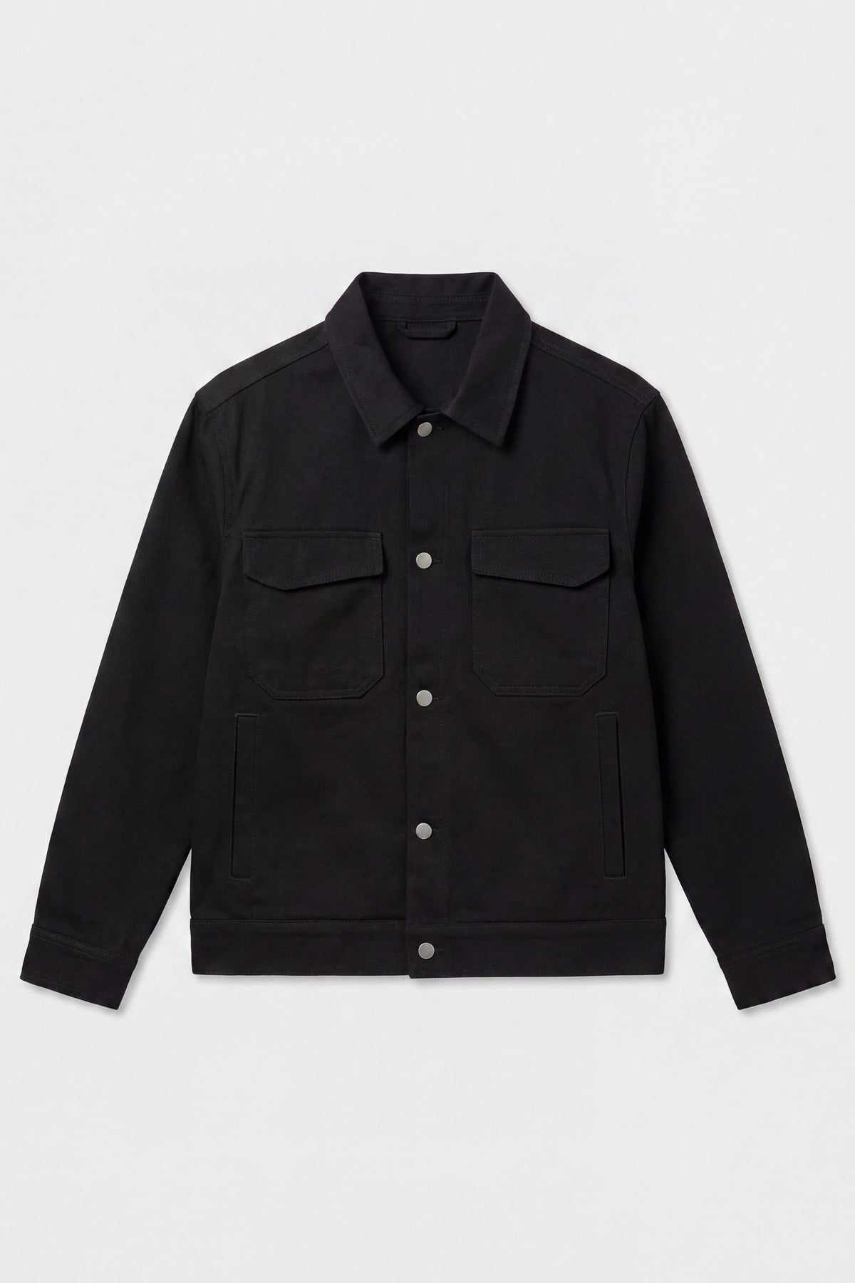 Svart herrjacka i bomullstwill - Trucker Overshirt
