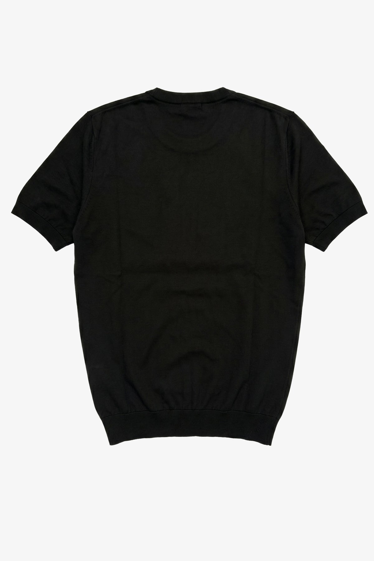 Herr svart stickad t-shirt med rund hals och kort ärm