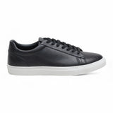 Svarta lädersneakers med snörning för män