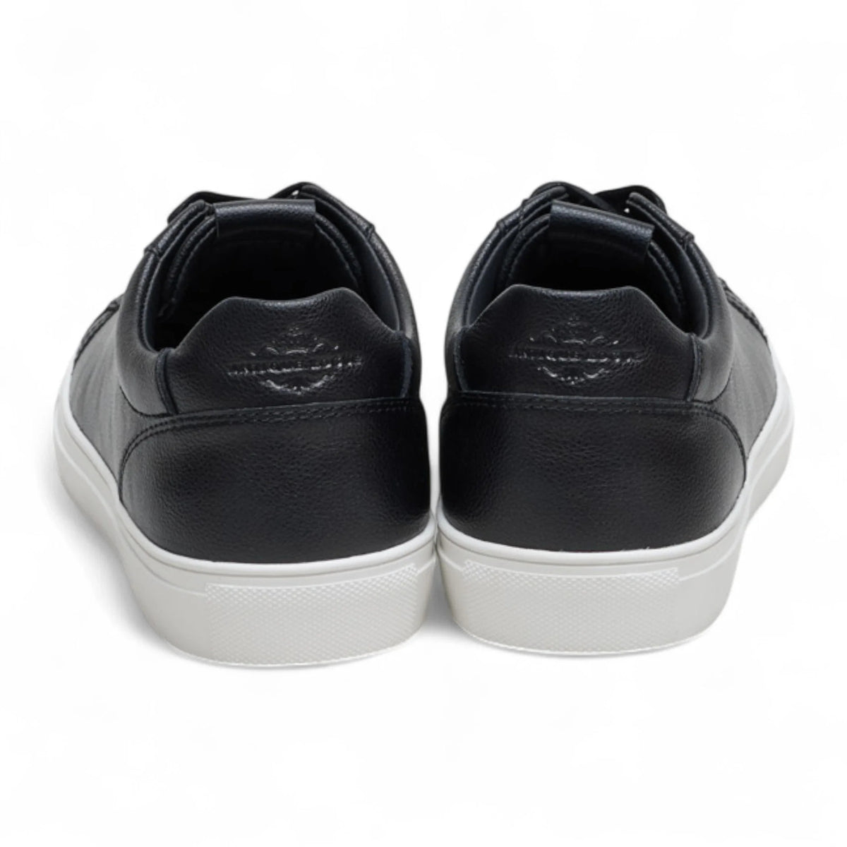 Svarta lädersneakers med snörning för män