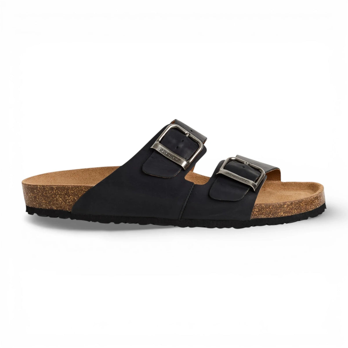 Svarta slip-on-sandaler i läder för män