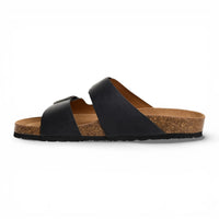 Svarta slip-on-sandaler i läder för män