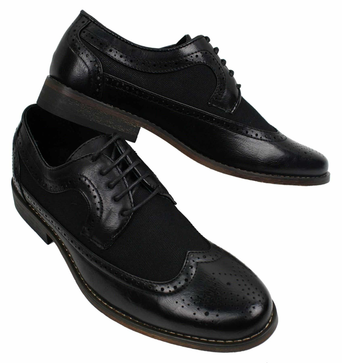 Herr Brogues Läderskor Italiensk Designer Smart Casual Brun Svart Marinblå Retro