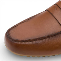 Herrloafers i brunt läder med mockasiner