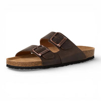 Bruna slip-on-sandaler i läder för män