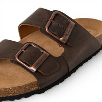 Bruna slip-on-sandaler i läder för män