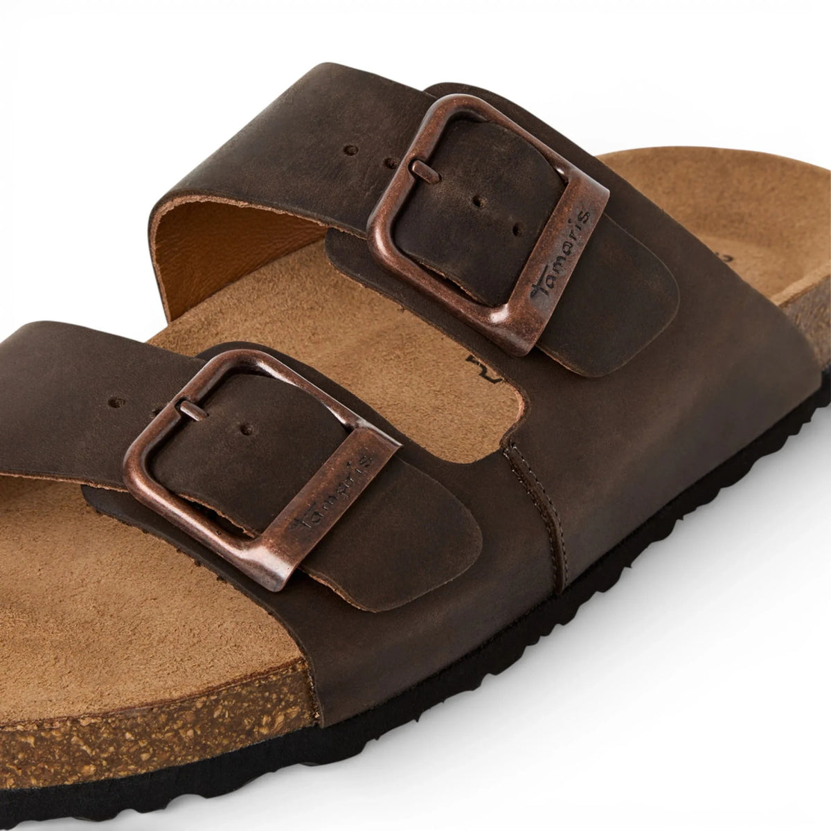 Bruna slip-on-sandaler i läder för män
