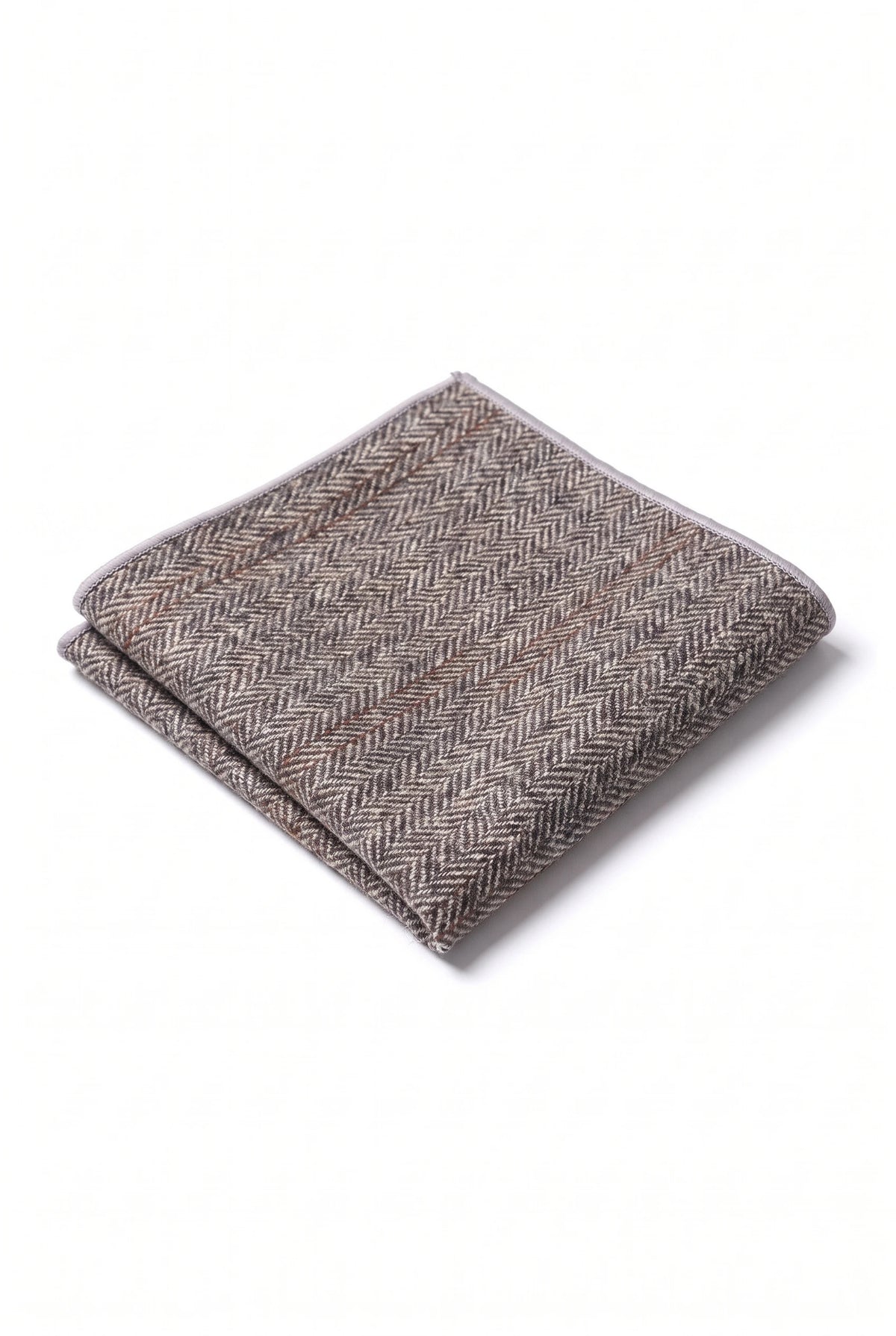 Herrnäsduk i brun tweed och ullblandning