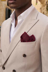 Herrnäsduk i vinröd tweed-ullblandning