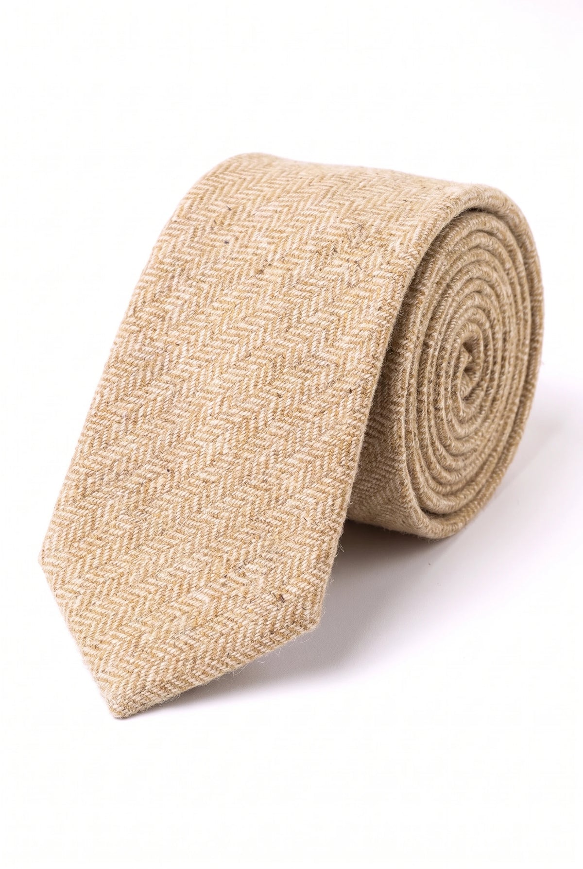 Herrslips i tweed i ullblandning med krämfärg