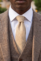 Herrslips i tweed i ullblandning med krämfärg