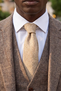 Herrslips i tweed i ullblandning med krämfärg
